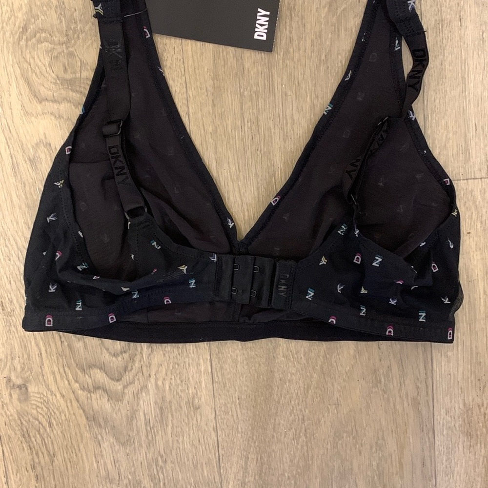 DKNY Black Supportive Bra with Plunging V-Neck